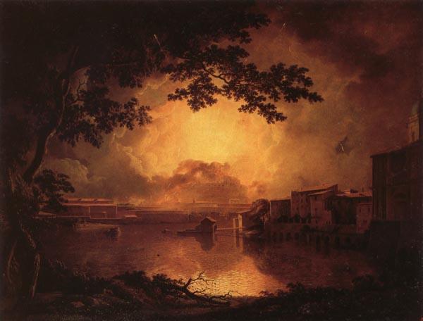 Joseph wright of derby Illumination of the Castel Sant'Angelo in Rome Sweden oil painting art